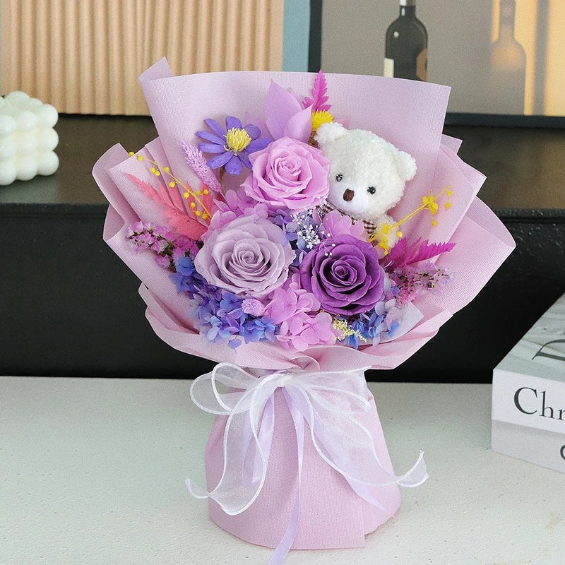 Bluejw Handmade Everlasting Dried Flowers Bouquet – Natural Real Preserved Dried Plants Arrangement for Christmas, Valentine's Day & Birthday Decor - Image 1