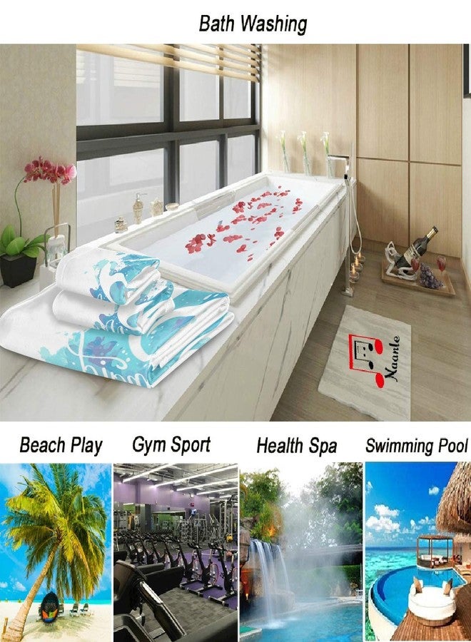 Naanle Beautiful Mermaid Silhouette Soft Luxury Set of 3 Towels, 1 Bath Towel+1 Hand Towel+1 Washcloth, Multipurpose for Bathroom, Hotel, Gym, Spa and Kitchen(White) - Image 4