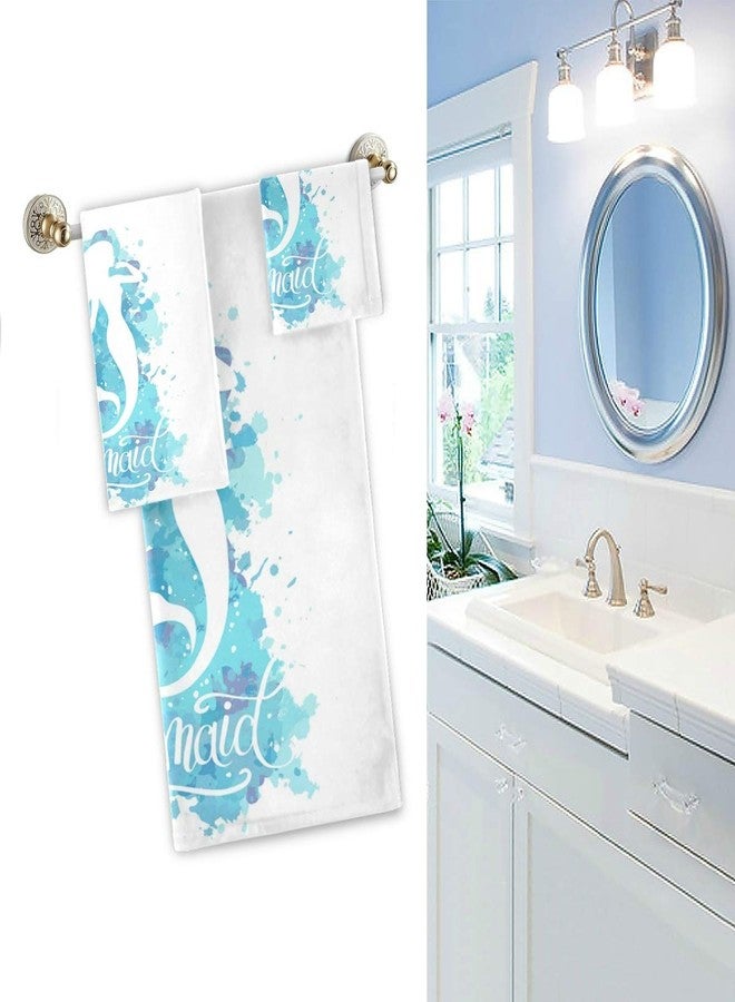 Naanle Beautiful Mermaid Silhouette Soft Luxury Set of 3 Towels, 1 Bath Towel+1 Hand Towel+1 Washcloth, Multipurpose for Bathroom, Hotel, Gym, Spa and Kitchen(White) - Image 3