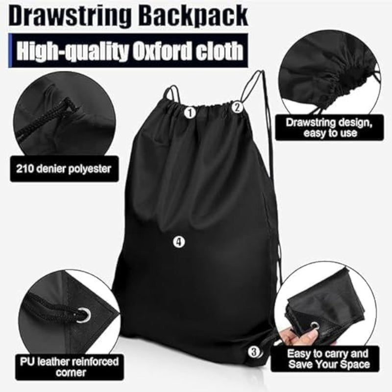 Lonimia Drawstring Gym Bag, Drawstring Backpack, Drawstring Bag, 3 Pcs Polyester Material PU Leather Wrinkle-Resistant Smooth Practical Backpack, Suitable for Most Adults And Children - Image 3