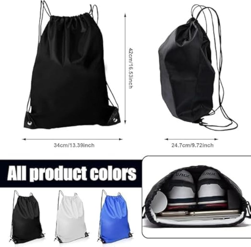 Lonimia Drawstring Gym Bag, Drawstring Backpack, Drawstring Bag, 3 Pcs Polyester Material PU Leather Wrinkle-Resistant Smooth Practical Backpack, Suitable for Most Adults And Children - Image 2