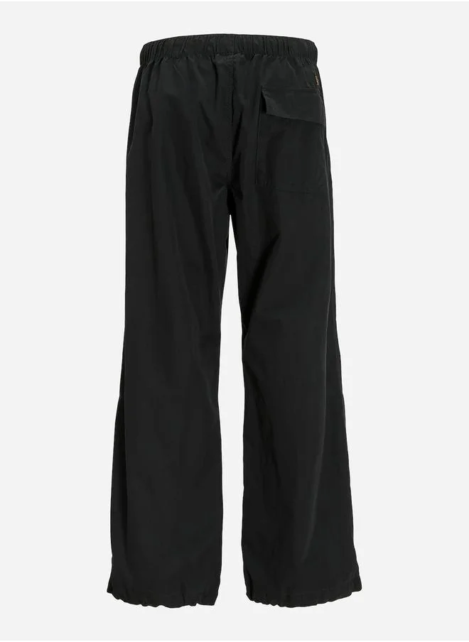 JACK & JONES Solid Parachute Pants with Drawstring
