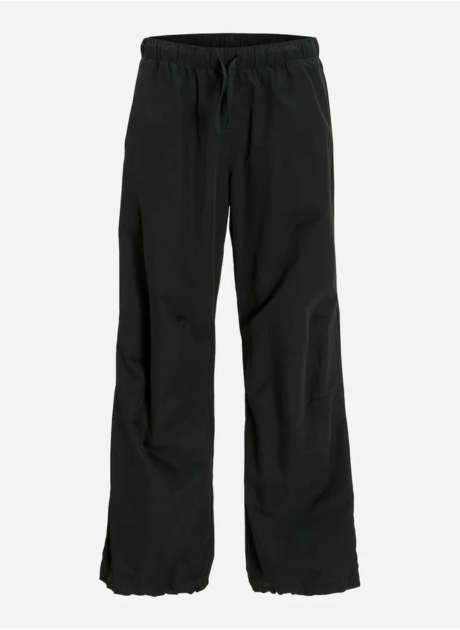 JACK & JONES Solid Parachute Pants with Drawstring