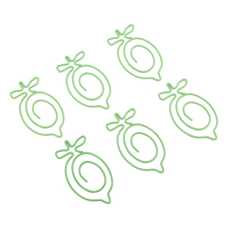 100Pcs Cute Paper Clips Lovely Fruit Design Exquisite Color Wide Application Kids Paper Clips for Office School Home Green Lemon - Image 5