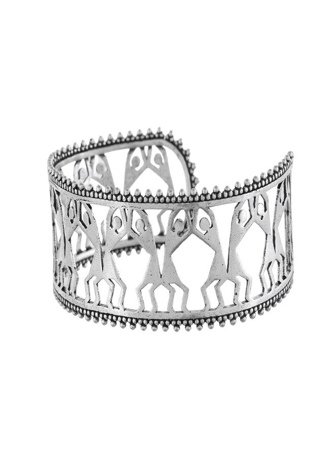 VOYLLA Warli Thumakda London Thumakda Cuff Cuffs Bracelets For Women|Enamel|Summer|Gift For Her|Oxidised| - Image 5