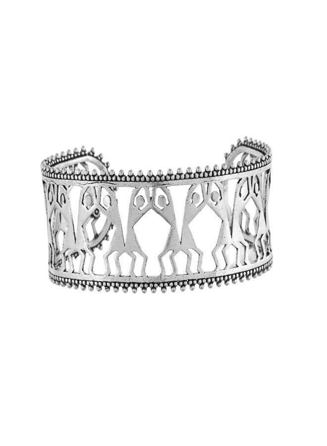 VOYLLA Warli Thumakda London Thumakda Cuff Cuffs Bracelets For Women|Enamel|Summer|Gift For Her|Oxidised| - Image 4