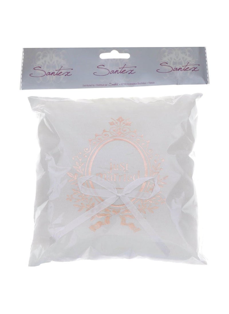 SANTEX Just Married Ring Pillow Rose Gold Polyester Cotton White 18cm - Image 2
