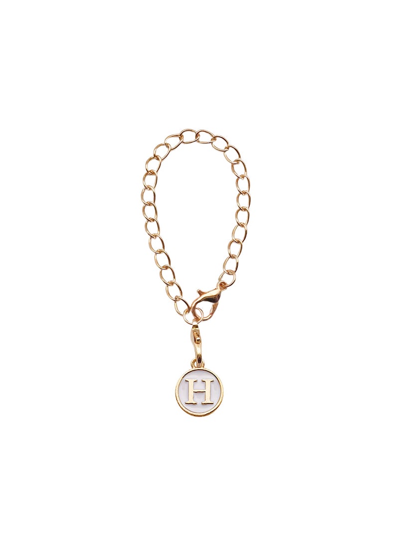 Generic - Cute Alphabet Number Charm Keychain H-white alloy drop letter pendant - Image 1