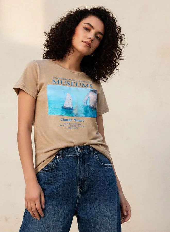 SP Characters Slim Fit T-shirt with Claude Monet Print