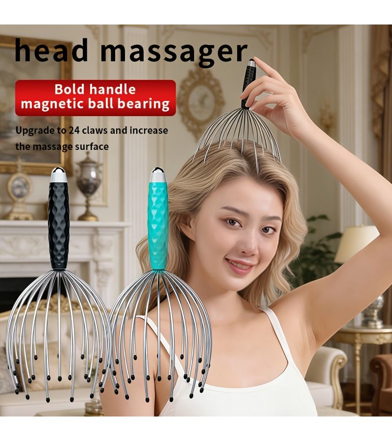 Coffee Brown 16 Claw Massager 360 Degree Dual Ball Ends Imitates Hand Kneading Handle Grip Portable Design Octopus Head Massager For Deep Relaxation Essential Office Home Use Perfect Christmas Gift - Image 5