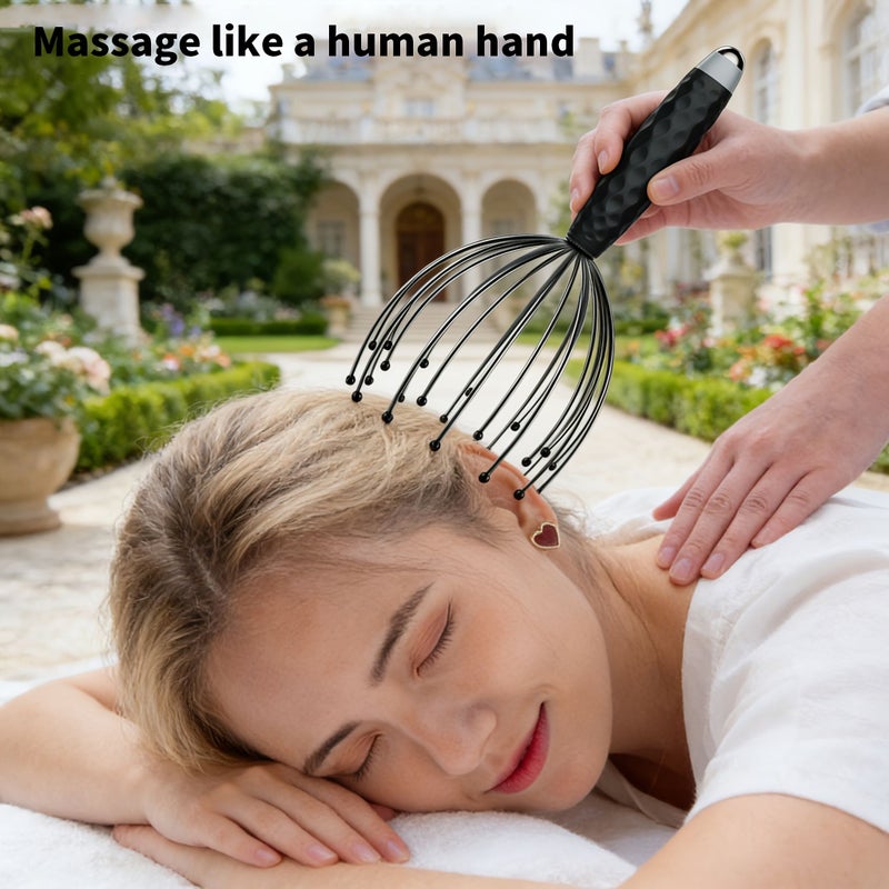 Coffee Brown 16 Claw Massager 360 Degree Dual Ball Ends Imitates Hand Kneading Handle Grip Portable Design Octopus Head Massager For Deep Relaxation Essential Office Home Use Perfect Christmas Gift - Image 3
