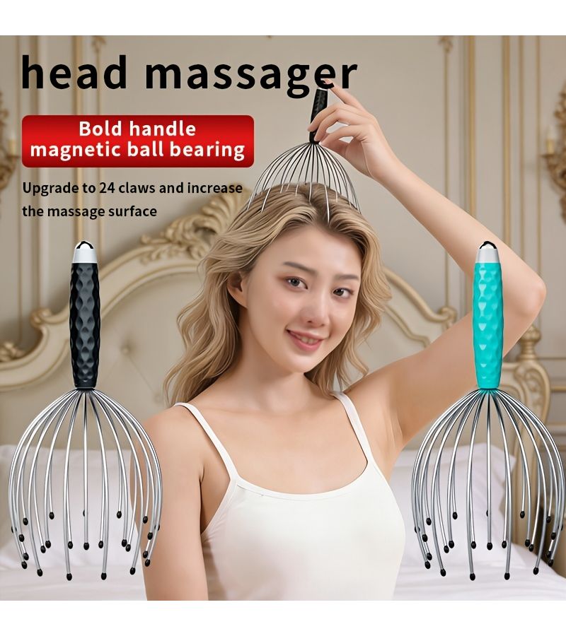 Coffee Brown 16 Claw Massager 360 Degree Dual Ball Ends Imitates Hand Kneading Handle Grip Portable Design Octopus Head Massager For Deep Relaxation Essential Office Home Use Perfect Christmas Gift - Image 4