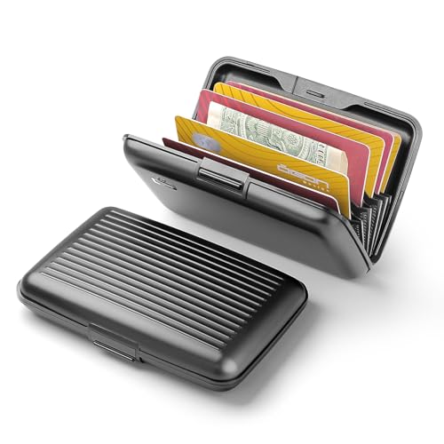 ÖGON -DESIGNS- Aluminum card holder, RFID Protection against fraud and demagnetization, Compact wallet, Smart Case STOCKHOLM V1 model (Aluminum Black) - Image 2