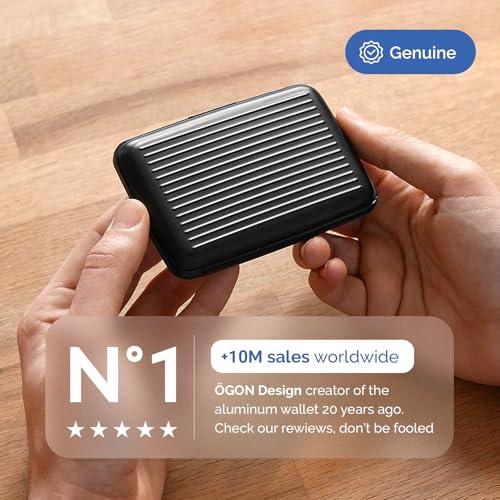 ÖGON -DESIGNS- Aluminum card holder, RFID Protection against fraud and demagnetization, Compact wallet, Smart Case STOCKHOLM V1 model (Aluminum Black) - Image 3