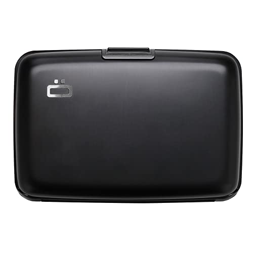 ÖGON -DESIGNS- Aluminum card holder, RFID Protection against fraud and demagnetization, Compact wallet, Smart Case STOCKHOLM V1 model (Aluminum Black) - Image 1