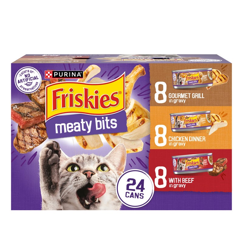 Friskies Purina Friskies Gravy Wet Cat Food Variety Pack, Meaty Bits - (Pack of 24) 5.5 oz. Cans - Image 1