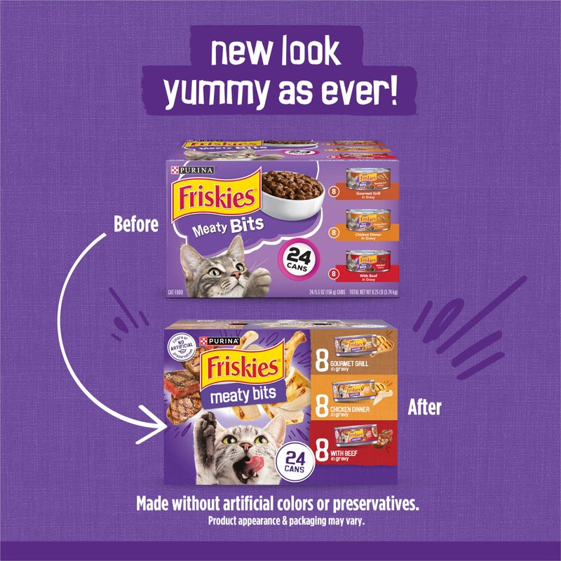 Friskies Purina Friskies Gravy Wet Cat Food Variety Pack, Meaty Bits - (Pack of 24) 5.5 oz. Cans - Image 2