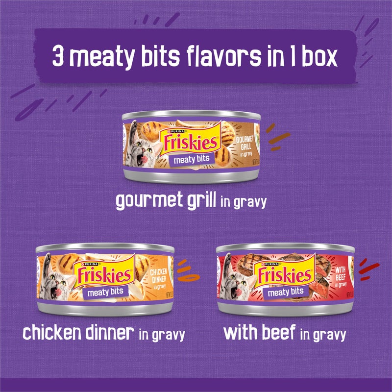 Friskies Purina Friskies Gravy Wet Cat Food Variety Pack, Meaty Bits - (Pack of 24) 5.5 oz. Cans - Image 3