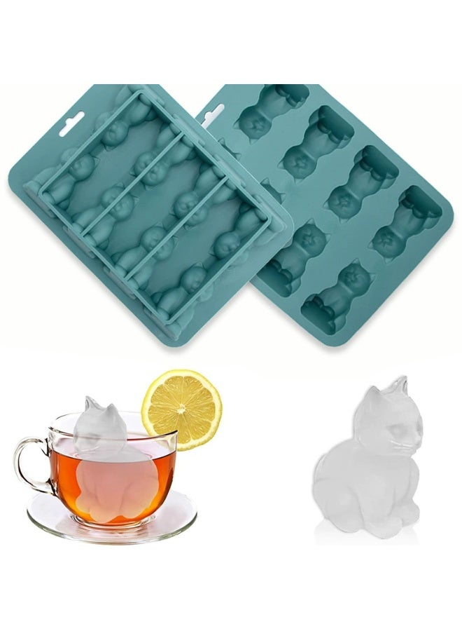 Goolsky 1pc of 3D cat ice mold silicone ice tray, suitable for cats, 8-in-1 3D cartoon cat ice mold - Image 1