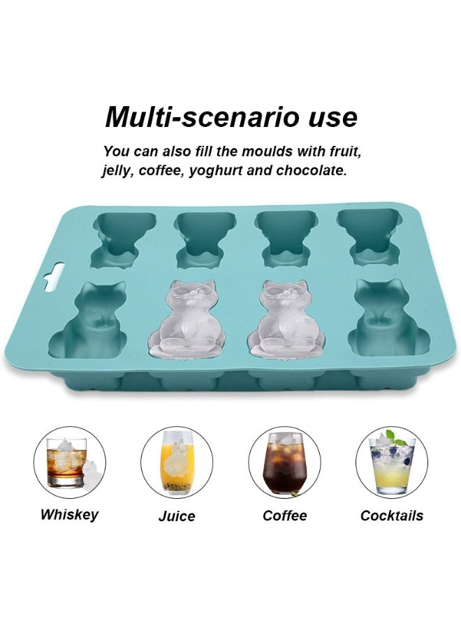 Goolsky 1pc of 3D cat ice mold silicone ice tray, suitable for cats, 8-in-1 3D cartoon cat ice mold - Image 2