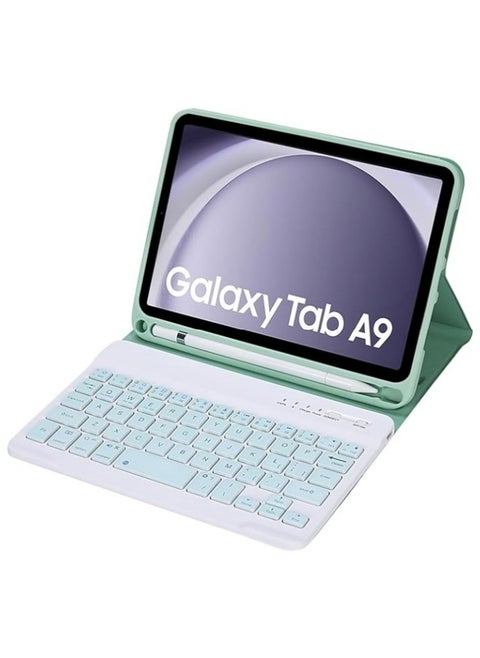 Keyboard Case Compatible with Samsung Galaxy Tab A 9 8.7 inch (SM-X110/X115) Slim PU Cover Detachable Wireless Galaxy Tab A9 Tablet Keyboard Case with Pen Holder