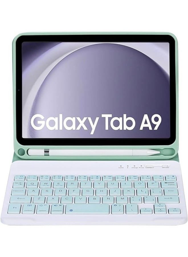 Generic - Keyboard Case Compatible with Samsung Galaxy Tab A 9 8.7 inch (SM-X110/X115) Slim PU Cover Detachable Wireless Galaxy Tab A9 Tablet Keyboard Case with Pen Holder - Image 1