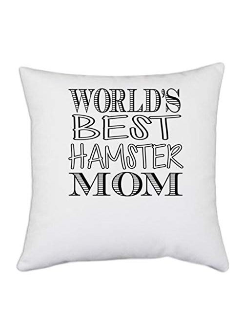UDNAG UDNAG White Polyester Mother Worlds Best Hamster mom Pillow Cover 16 Inch X 16 Inch 