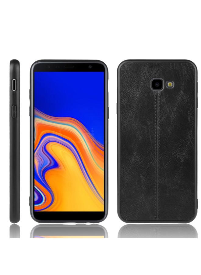 اس-توب جراب لهاتف Galaxy J4 Plus مقاوم للصدمات بنمط جلد البقر المخيط من البولي كربونات + البولي يوريثان الحراري + جراب TPU - Image 1