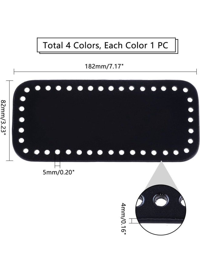 4 pcs PU Leather Rectangle Long Knitting Crochet Bags Nail Bottom Shaper Pad Bag Cushion Base with Holes Handbag DIY Shoulder Bags Accessories, Red/Green/Black/Grey  - Image 2