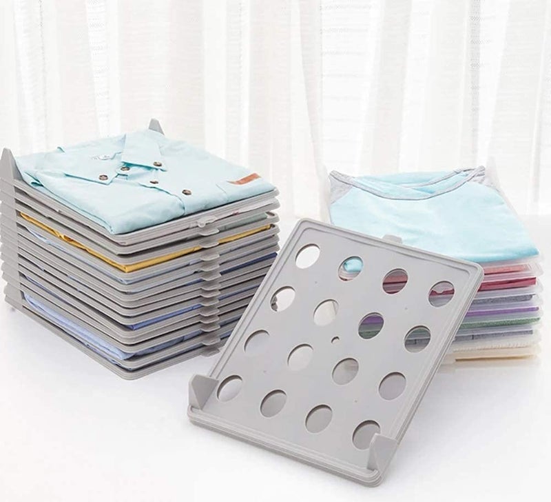 Shoply Shoply PP Plastic 5 Pieces Closet Organizer Wardrobes Clothes Folder Rack Detachable Cabinet TShirt Organizer Easy Tray Clothes Folding Board  - Image 1