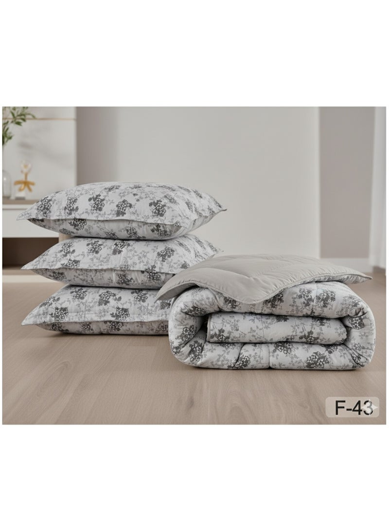 ماركه  مفرش سرير نفرين 6 قطع وجهين (مشجر/سادة) من المايكروفايبر الفاخر – تصميم أنيق يمنحك لمسة فخامة وراحة منعشة بمقاس 230×250 سم" - Image 4