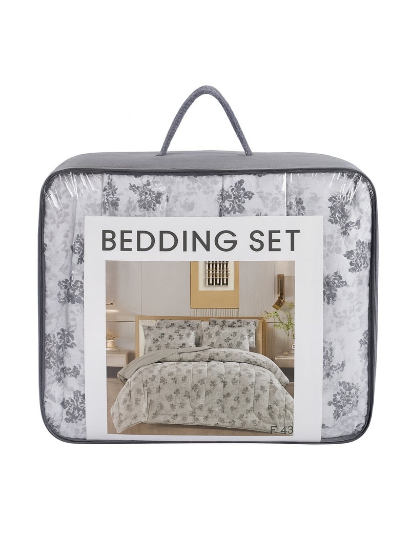 ماركه  مفرش سرير نفرين 6 قطع وجهين (مشجر/سادة) من المايكروفايبر الفاخر – تصميم أنيق يمنحك لمسة فخامة وراحة منعشة بمقاس 230×250 سم" - Image 5