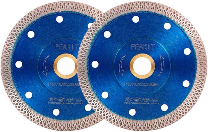 PEAKIT 4-1/2 inch Super Thin Diamond Tile Saw Blade for Porcelain Ceramic Fit Grinder 7/8"-5/8" Arbor (2 Pack, 4.5") - Image 1