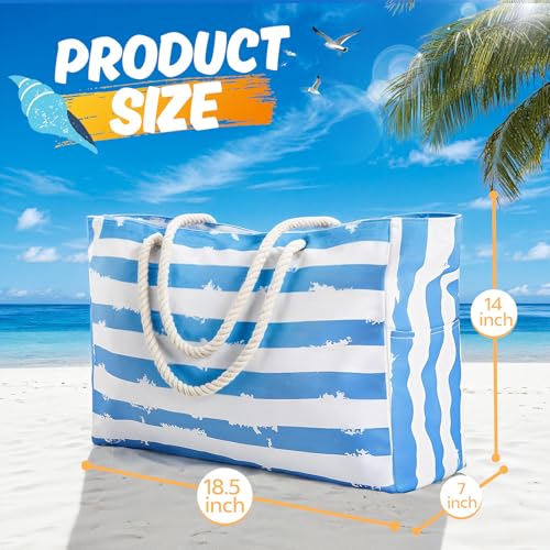 SRISE Extra Large Beach Bag for Women & Men,Beach Bags Waterproof Sandproof with Zipper, Travel Tote Bag with Multi-Pocket Design, Durable Swim Pool Bag for Family Travel Outdoor Vacation Essentials - Image 2