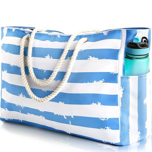 SRISE Extra Large Beach Bag for Women & Men,Beach Bags Waterproof Sandproof with Zipper, Travel Tote Bag with Multi-Pocket Design, Durable Swim Pool Bag for Family Travel Outdoor Vacation Essentials - Image 1