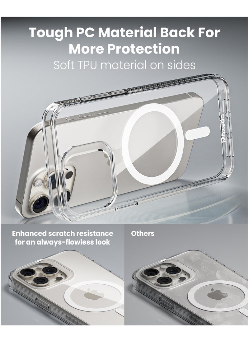 Moxedo Moxedo Magnetic Protective Case 360 Protection Clear Case Hard PC with Built-in Strong Magnets Compatible with Magnetic Safe Designed for iPhone 15 Pro 6.1 inch (White)  - Image 3