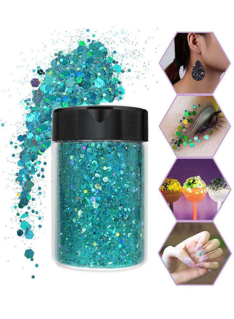 Excefore Holographic Chunky Glitter, Craft Glitter for Resin, Cosmetic Glitter for Nail Body Eye Face, Resin Glitter Flakes Sequins for Tumbler Jewelry Crafts Making - Image 1