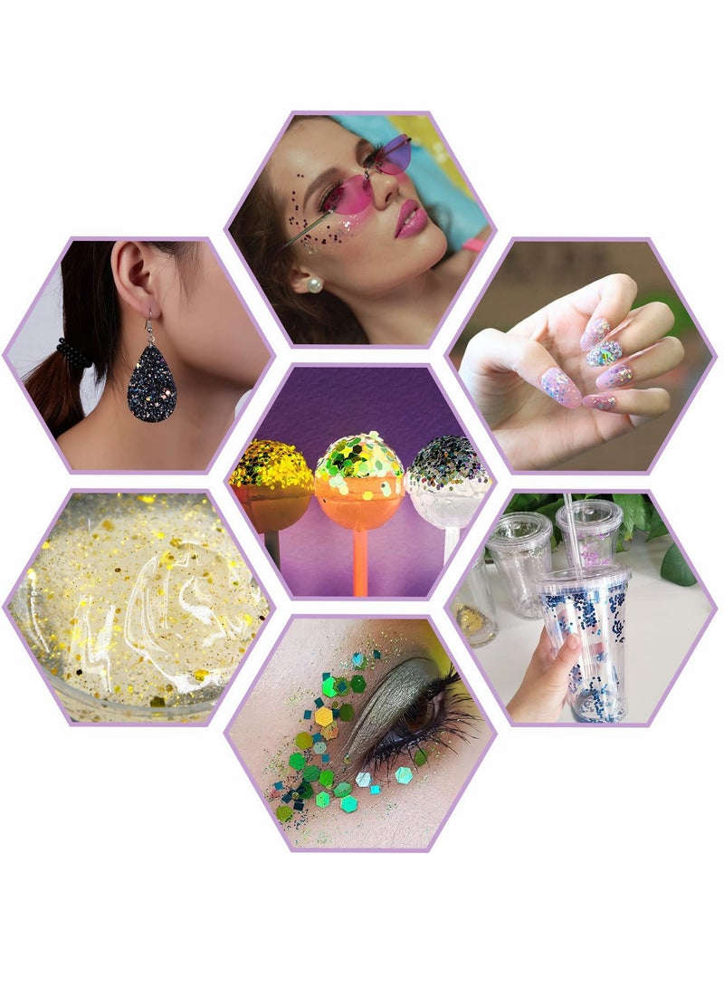 Excefore Holographic Chunky Glitter, Craft Glitter for Resin, Cosmetic Glitter for Nail Body Eye Face, Resin Glitter Flakes Sequins for Tumbler Jewelry Crafts Making - Image 2