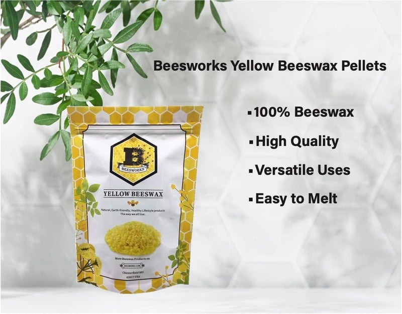 Beesworks Yellow Beeswax Pellets (1 lb) | 100% Pure, Cosmetic Grade, Triple-Filtered Beeswax for DIY Skin Care, Lip Balm, Lotion, and Candle Making (Pack of 2) - Image 2