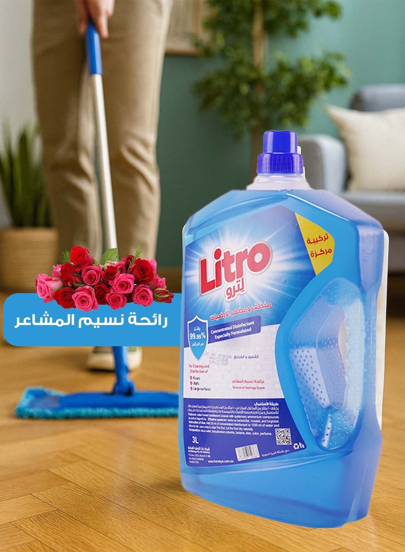 Litro Floor Cleaner Liquid & Disinfectant 3L – Breeze of Emotions Fragrance – Multipurpose Floor Cleaning Liquid, Floor Disinfectant for Deep Cleaning & Long Lasting Freshness - Image 2