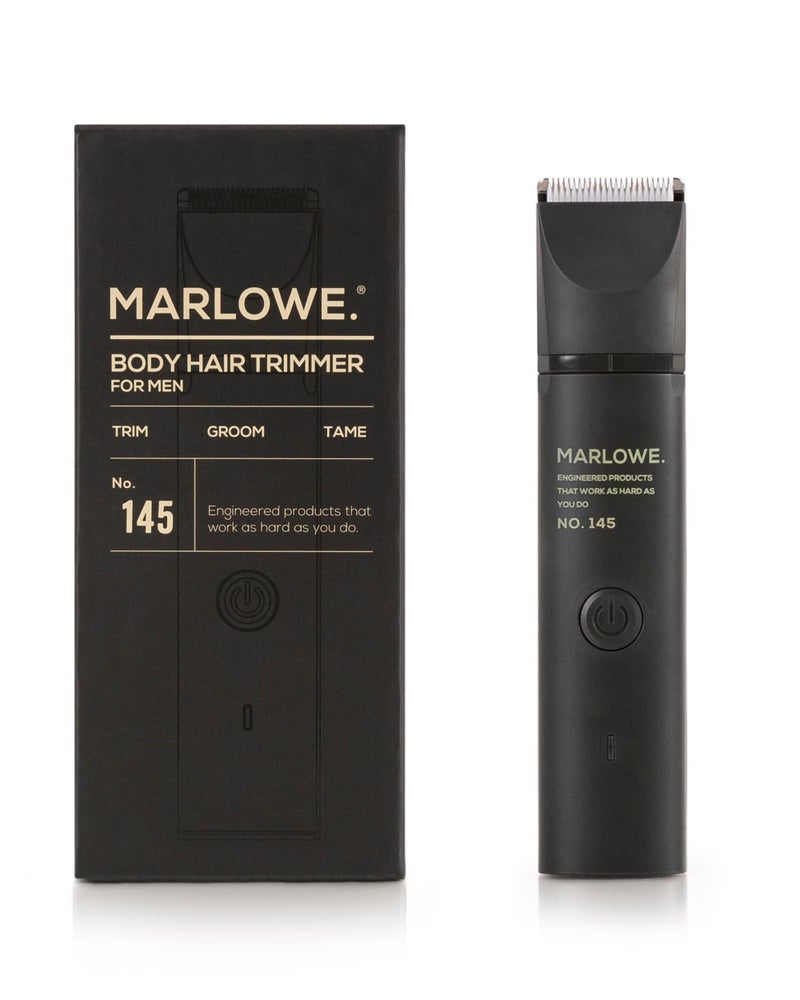 MARLOWE No 145 Body Hair Trimmer for Men Forest Black Lightweight Waterproof Personal Groomer Ceramic Blades Adjustable Comb Lengths Rechargeable Battery for Head to Toe Male Grooming