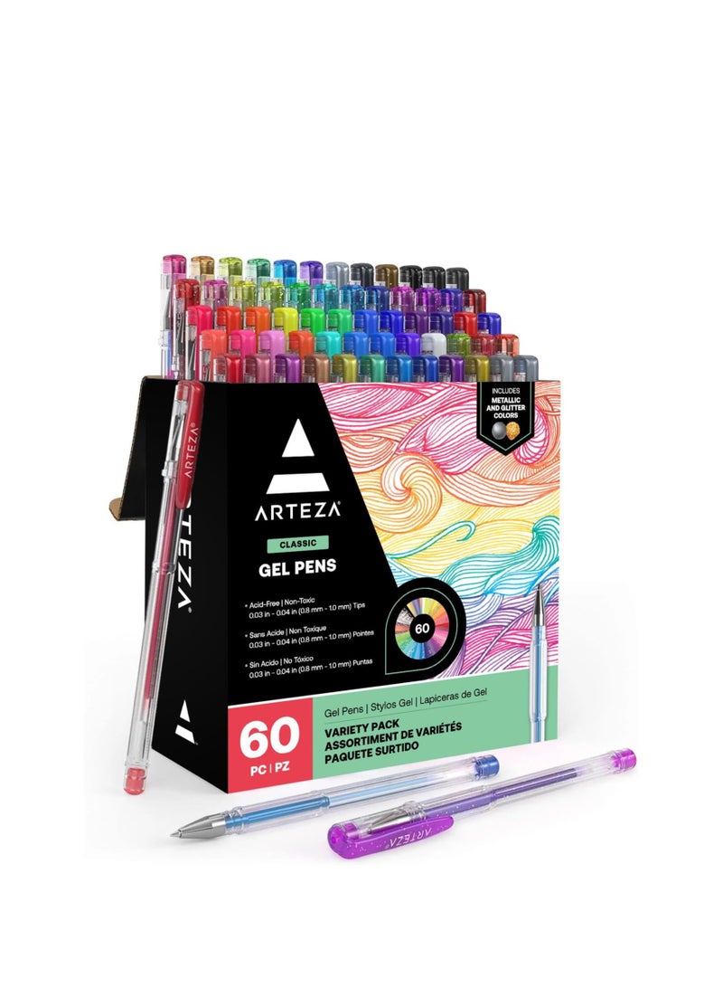 Gel Ink Pens, Assorted Colors - Set of 60