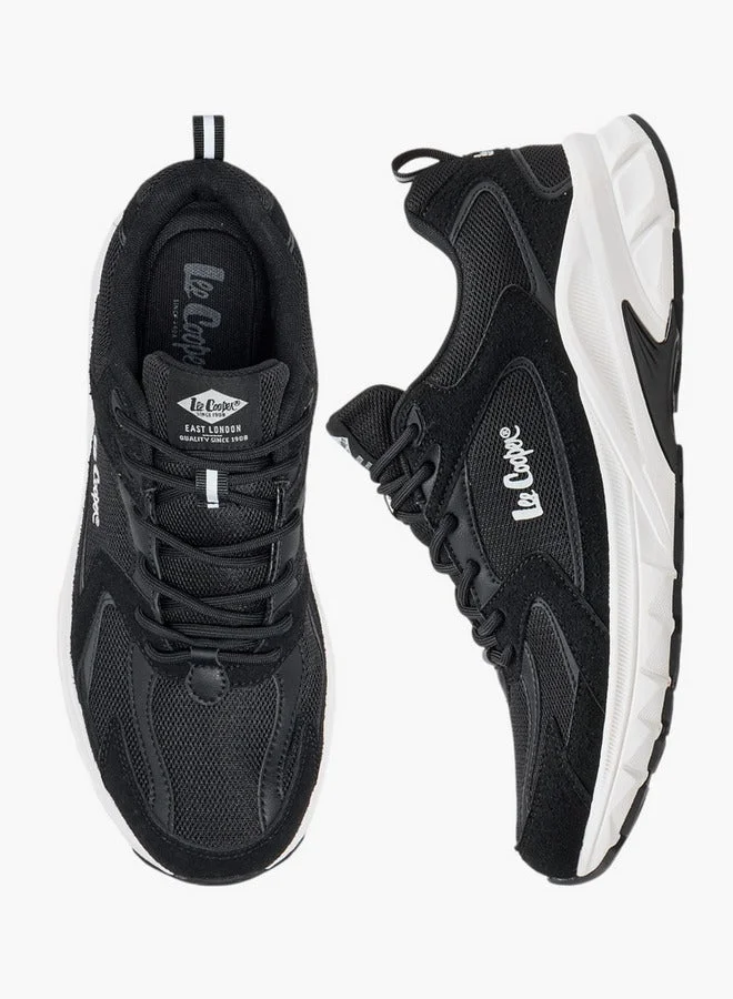 Lee Cooper BLACK Men's Panelled Lace-Up Sports Shoes with Pull Tab for Men | Best Price UAE
