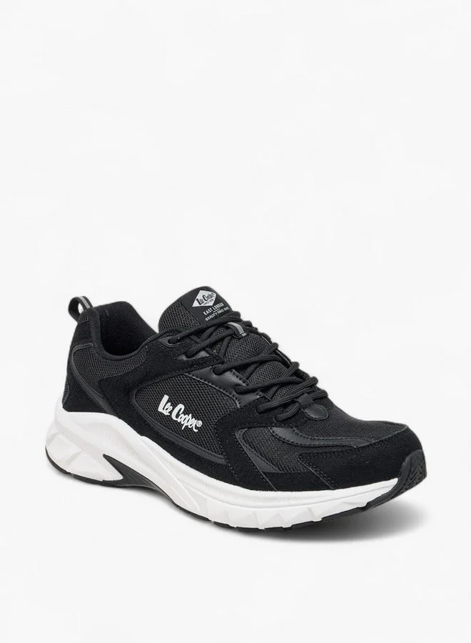 Lee Cooper BLACK Men's Panelled Lace-Up Sports Shoes with Pull Tab for Men | Best Price UAE