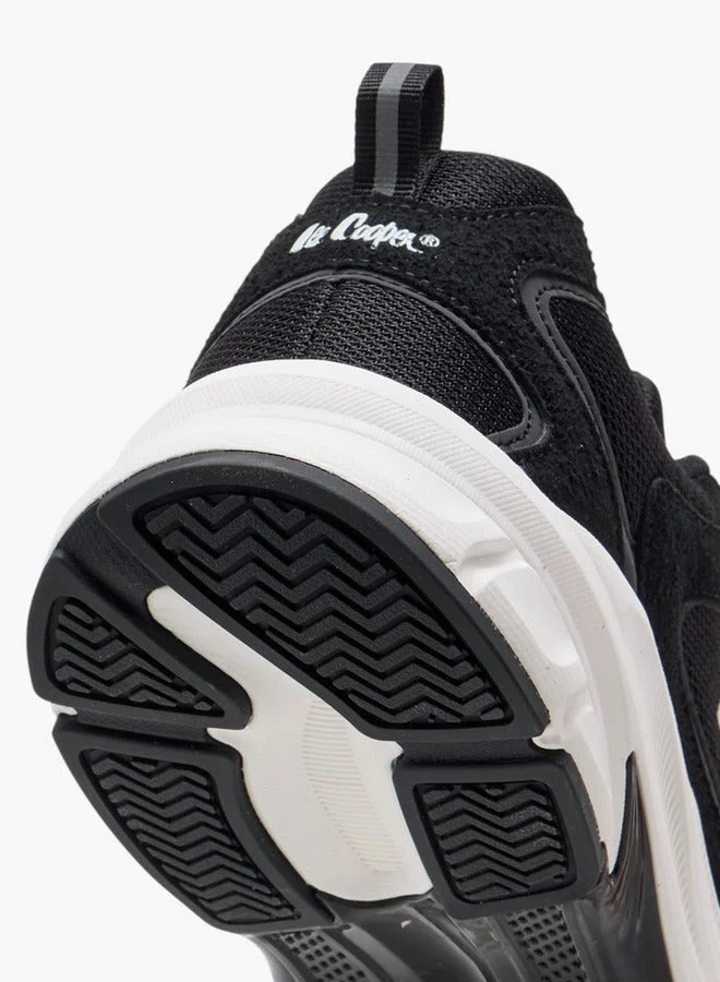 Lee Cooper BLACK Men's Panelled Lace-Up Sports Shoes with Pull Tab for Men | Best Price UAE