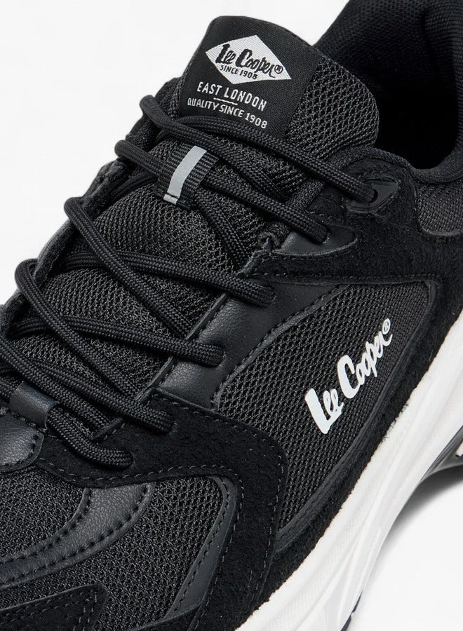 Lee Cooper BLACK Men's Panelled Lace-Up Sports Shoes with Pull Tab for Men | Best Price UAE