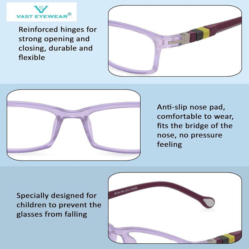 Vast® TRU BLU Kids Blue Ray Blocking & Antiglare Zero Power Round Computer Eyeglasses (Age:- 4-7 Yrs) - Image 4