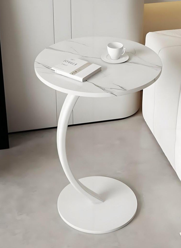 شو وو طاولة قهوة جانبية مستديرة، طاولة جانبية على شكل حرف C للأريكة والأريكة والسرير، طاولة جانبية صغيرة بتصميم منتصف القرن الحديث لغرفة المعيشة وغرفة النوم والزوايا والمكتب - Image 1