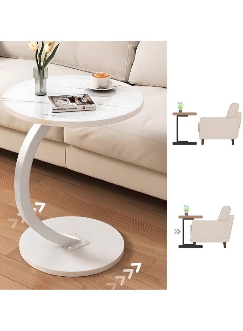 شو وو طاولة قهوة جانبية مستديرة، طاولة جانبية على شكل حرف C للأريكة والأريكة والسرير، طاولة جانبية صغيرة بتصميم منتصف القرن الحديث لغرفة المعيشة وغرفة النوم والزوايا والمكتب - Image 2