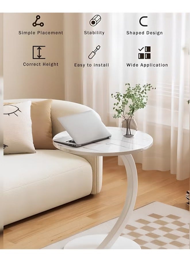 شو وو طاولة قهوة جانبية مستديرة، طاولة جانبية على شكل حرف C للأريكة والأريكة والسرير، طاولة جانبية صغيرة بتصميم منتصف القرن الحديث لغرفة المعيشة وغرفة النوم والزوايا والمكتب - Image 5